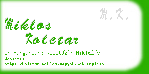 miklos koletar business card